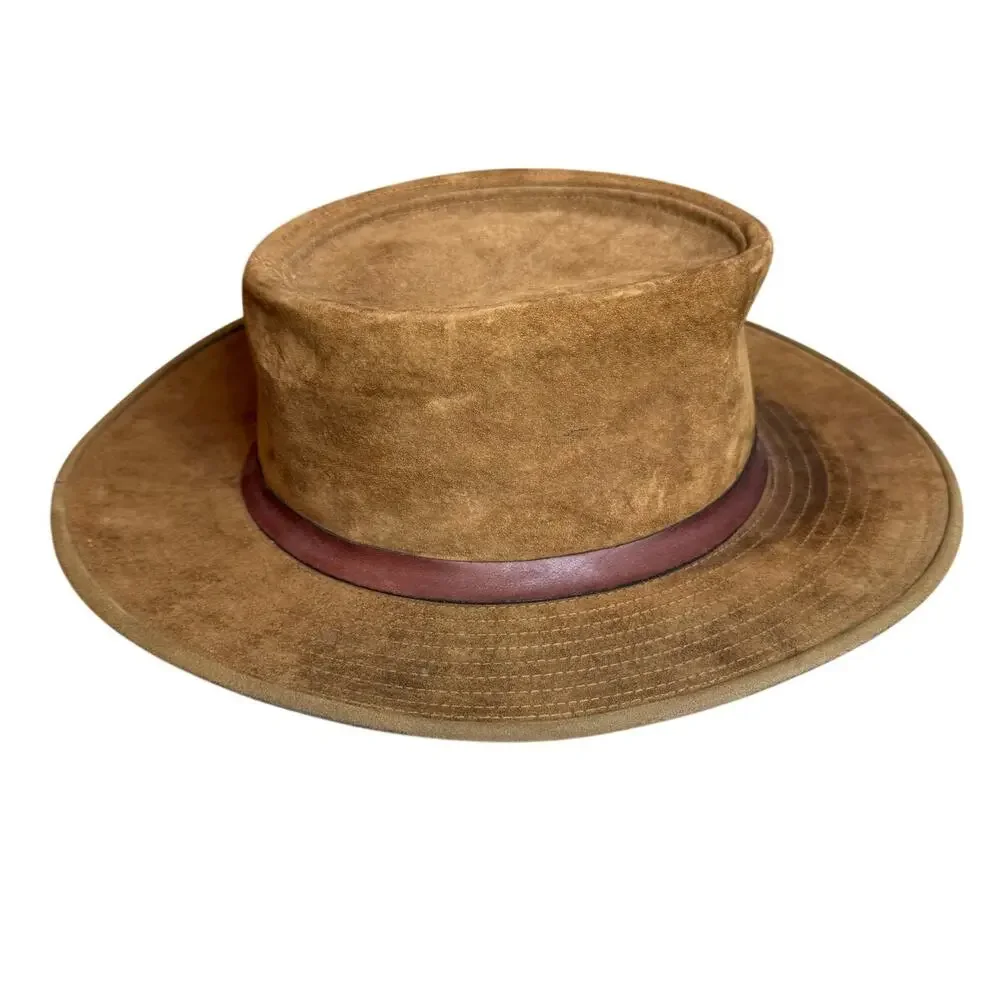 Vintage J Crew Suede Oarsman Indiana Jones Hat Brown
